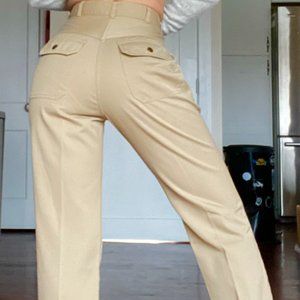Vintage High Waisted Safari Khaki Pants Sz 0 / 26 x 29.5 / XS / S